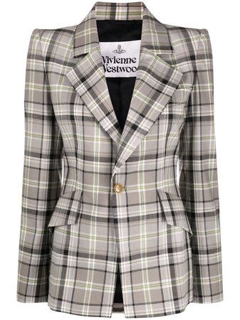 Shop Vivienne Westwood checked wool blazer with Express Delivery - FARFETCH