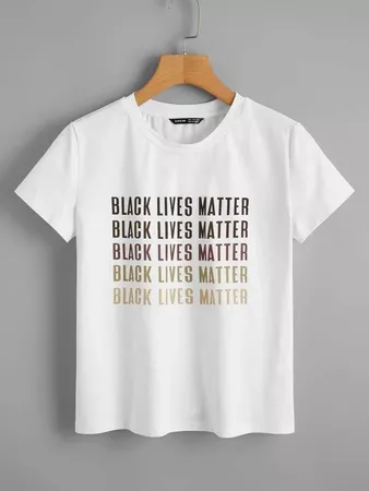 Black Lives Matter Slogan Graphic Tee | SHEIN USA white