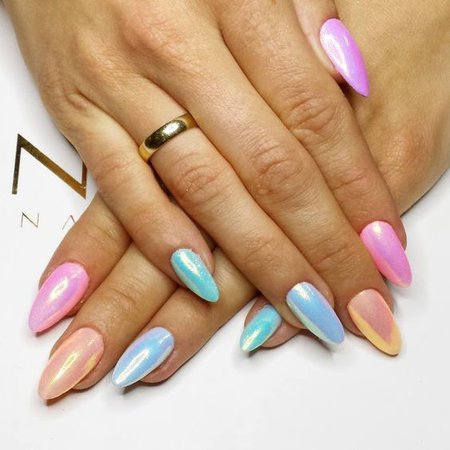 Iridescent Pastel Rainbow Nails