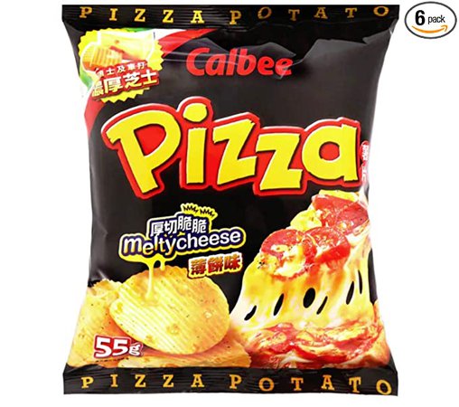 Amazon.com: CALBEE Potato Chips Melty cheese Pizza Flavoured 55g x 6 Packs
