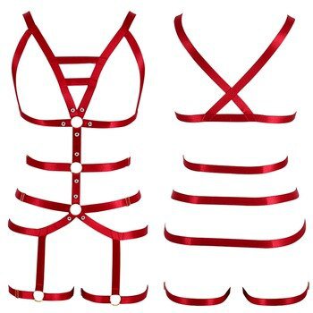 Wine Red Full Body Harness Sexy Lingerie Set Cage Bra Fetish Waist Bondage Strap Adjust Chest Hollow Out Tops Dance Rave Womens - buy at the price of $12.62 in aliexpress.com | imall.com