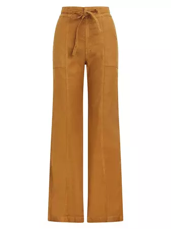 Shop Hudson Jeans Linen-Blend High-Rise Wide-Leg Trousers | Saks Fifth Avenue