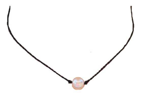 Black String Choker with Pearl
