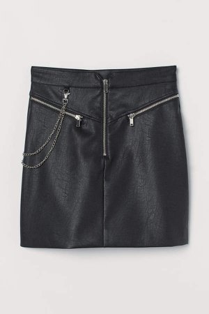 Skirt with Metal Chain - Black