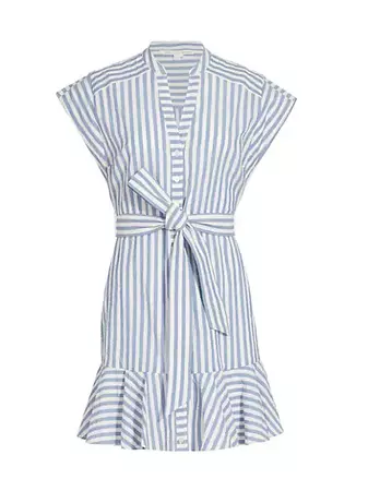 Shop Veronica Beard Avella Stripe Tie-Waist Minidress | Saks Fifth Avenue