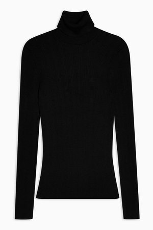 Black Knitted Roll Neck Top | Topshop