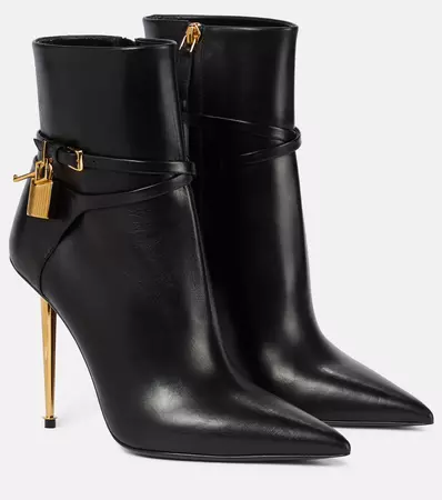 Padlock Leather Ankle Boots in Black - Tom Ford | Mytheresa