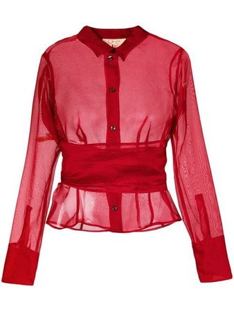 Romeo Gigli Pre-Owned Belted Sheer Shirt - Farfetch