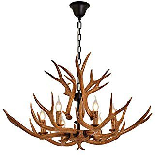 Eumyviv Circular Metal Chandelier Light with Frosted Glass Shade, Rustic French Country Chandelier Metal Pendant Lamp Industrial Edison Hanging Light 6 Lights, Brown (C0058) - - Amazon.com