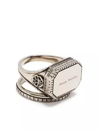 Alexander McQueen Engraved Logo Signet Ring - Farfetch