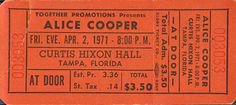 Pinterest | filler rock ticket stub Alice Cooper