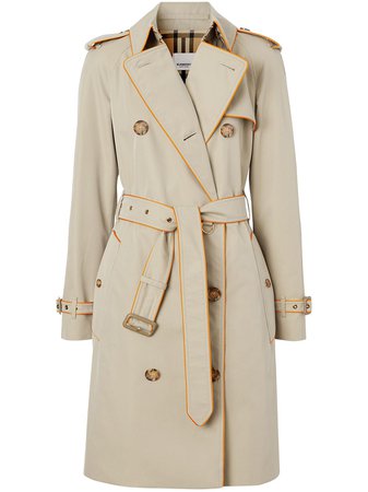 Burberry Pipe-Trimmed Trench Coat 8024934 Neutral | Farfetch