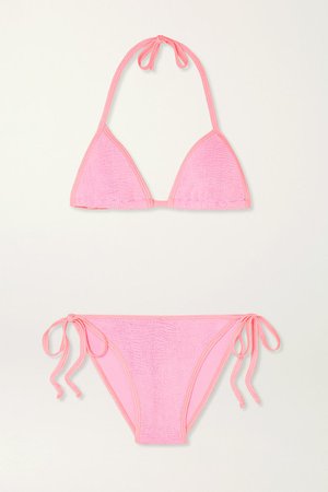 Carmen Seersucker Bikini - Bright pink