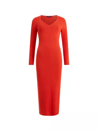 Mari Rib Knit Sweater Dress Mandarin Red Multi | French Connection US