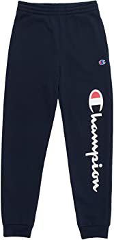 Amazon.com: Champion Boys Sweatpant Heritage Collection Slim Fit Brushed Fleece Big and Little Boys Kids (Large, Navy Script): Clothing