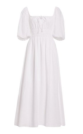 Maurelle Puff-Sleeve Linen Midi Dress By Faithfull The Brand | Moda Operandi