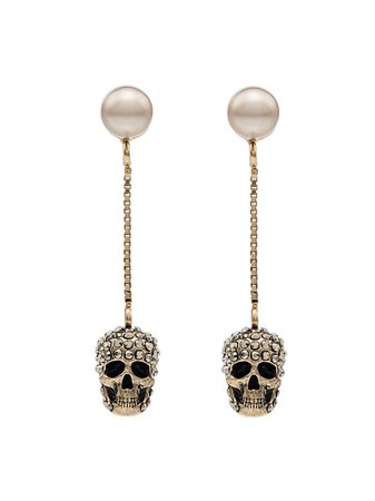 Alexander McQueen Pave Skull Earrings - Farfetch