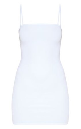 Desri White Straight Neck Bodycon Dress | PrettyLittleThing