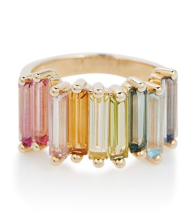 Suzanne Kalan - Rainbow 14kt gold ring with topazes | Mytheresa