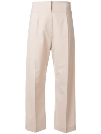 high waisted creased trousers