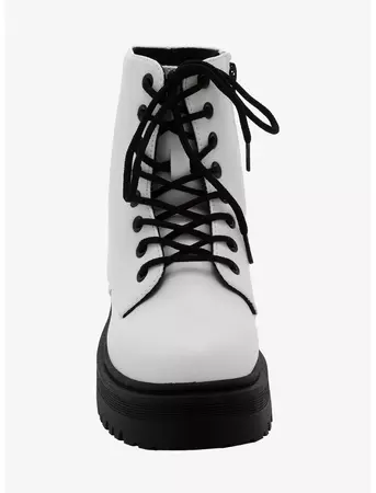 White & Black Combat Boots | Hot Topic
