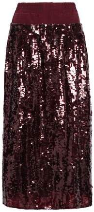Sequined Crepe Midi Skirt