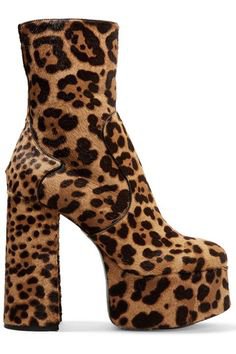 Leopard platform boots