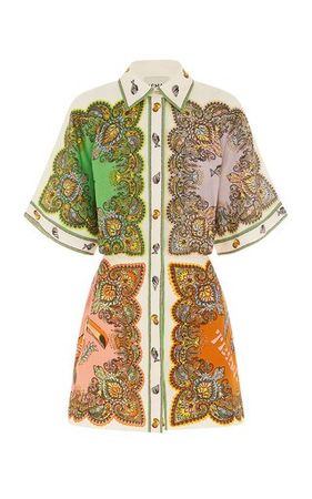 Trippy Troppo Printed Linen Mini Dress By Alémais | Moda Operandi