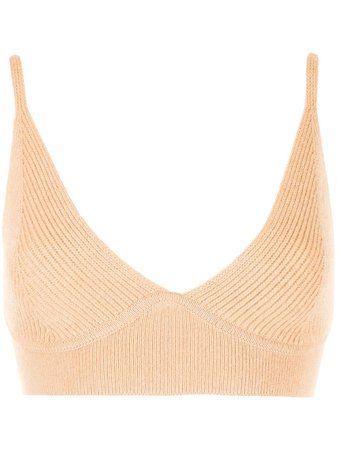 Shop Jonathan Simkhai ribbed knitted top with Express Delivery lisa lalisa