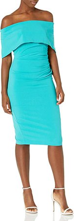 Vince Camuto Women's Off The Shoulder Sheath Dress, Transparent, 4 at Amazon Women’s Clothing store