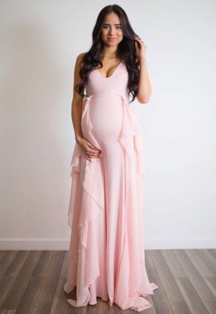 Cute Maternity Gown with Chiffon Waves - Sexy Mama Maternity