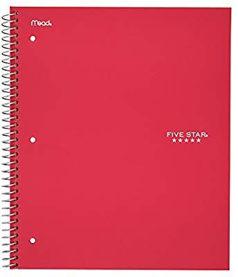 Amazon.com : Five Star Spiral Notebook, 1 Subject, College Ruled Paper, 100 Sheets, 11" x 8-1/2", Red (72053) : Office Products