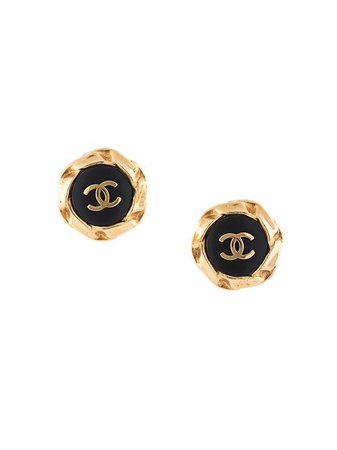 Shop gold & black Chanel Pre-Owned 1996 twisted edges CC earrings with Express Delivery - Farfetch