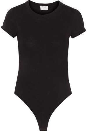1960s Cotton-jersey Thong Bodysuit - Black