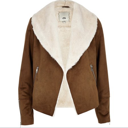 Brown fallaway faux suede jacket - Jackets - Coats & Jackets - women