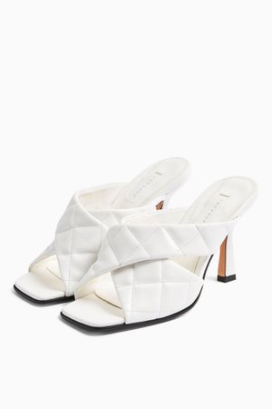 SKYLA White Quilted High Mules | Topshop
