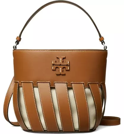 Tory Burch Small McGraw Stripe Leather Bucket Bag | Nordstrom