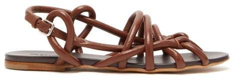 Caged Rope Strap Leather Sandals - Womens - Tan