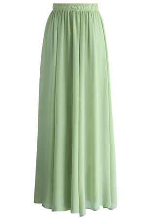 Light Green Long Maxi Skirt - Retro, Indie and Unique Fashion