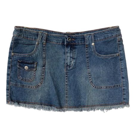 vintage y2k denim low rise mini skirt 🤍 labeled a... - Depop