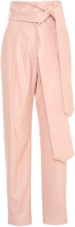 Anouki Pin Tucked Leather-Effect Wide-Leg Pants