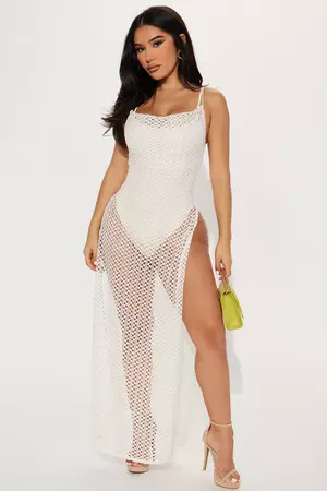 Paradise Resort Crochet Maxi Dress - Cream | Fashion Nova, Dresses | Fashion Nova
