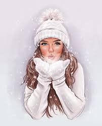 beautiful winter girl drawing - Google Search