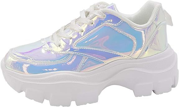 White Chunky Iridescent Sneakers