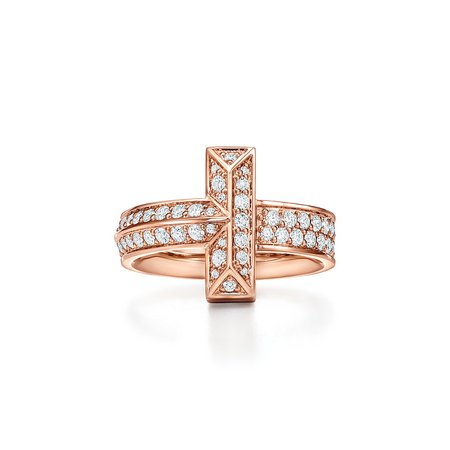 Tiffany T T1 wide diamond ring in 18k rose gold. | Tiffany & Co.