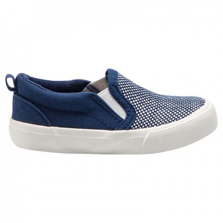 Action Boy - Woven Pattern Round Toe Slip-Ons - Blue - Shoes - Baby Clothes (0-2) - Clothes
