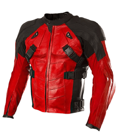 Get Red And Black Leather Deadpool Motorcycle Jacket