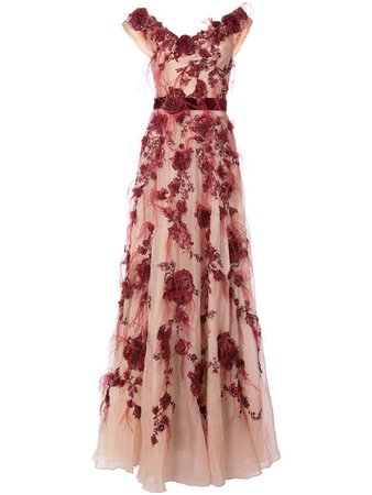 Bardot Floral Gown - Marchesa