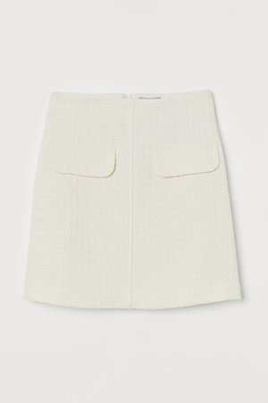 Bouclé Mini Skirt - Cream - Ladies | H&M US