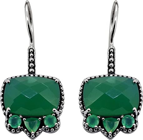 Amazon.com: YoTreasure Green Onyx Solid 925 Sterling Silver Fixed Wire Earrings Birthstone Jewelry: Clothing, Shoes & Jewelry